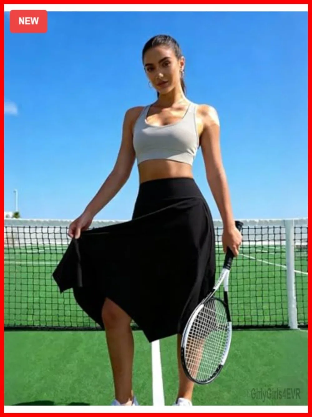 Women's High Waisted Athletic Skort with Pockets, Knee Length Tennis Golf Skirt